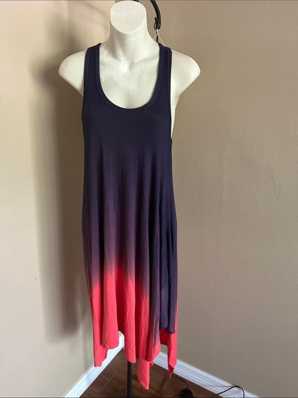 Women’s Ombre Racerback Tank Dress - Navy to Coral